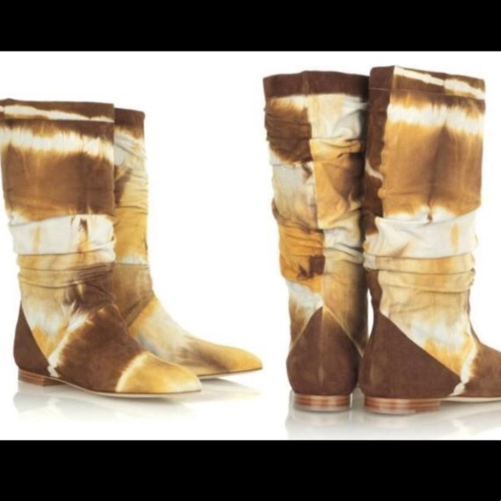 Brian Atwood Slouch Tie Dye Suede Slouchie Boots